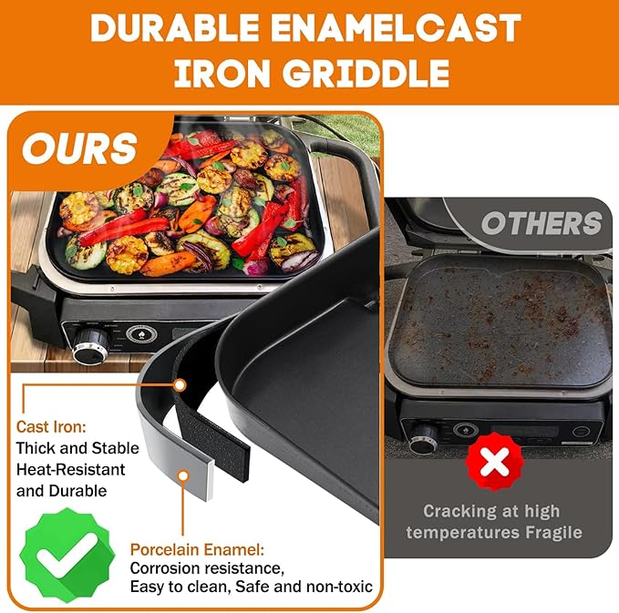 OG701 Griddle Plate Insert for Ninja Woodfire Outdoor Grills OG700 Series, Premiun Non-Stick Griddle Pan for Ninja XSKGRDPLT Woodfire OG701 Grill Accessories