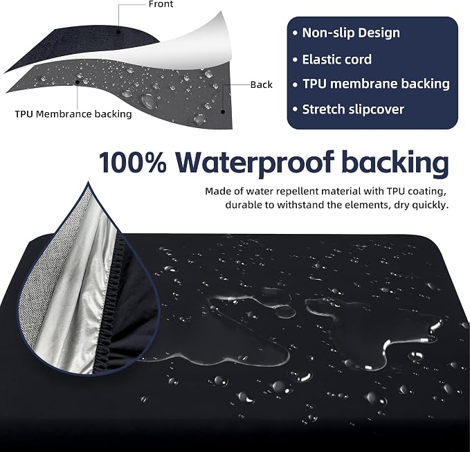 14Pcs Patio Cushion Covers, Outdoor Stretch Cushion Covers, Washable | Stretch Fit, Replacement, Washable and Reusable Furniture Protectors, Fits most patio furniture cushion covers, Cover Only
