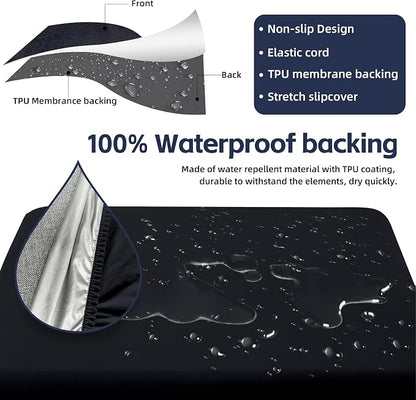 14Pcs Patio Cushion Covers, Outdoor Stretch Cushion Covers, Washable | Stretch Fit, Replacement, Washable and Reusable Furniture Protectors, Fits most patio furniture cushion covers, Cover Only