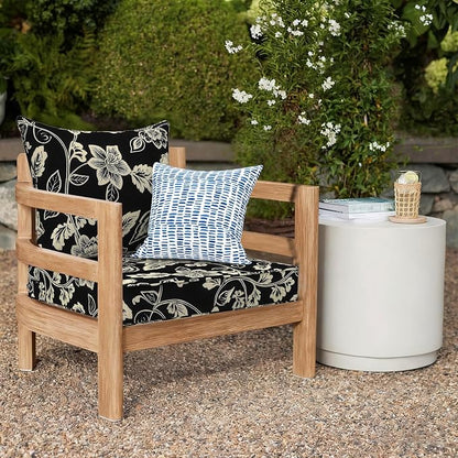 DYTXIII Outdoor Deep Seat Cushion Set, Water Repellent 24"x24" Patio Thick Cushions Replacement with Seat & Back Pillow for Patio Sofa, Wicker Chair, Couch - Vines Black