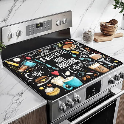 Heat-Resistant Glass Stove Top Cover with Anti-Slip Rubber Coating – 28.5x20.5 Inch Electric Stove Protector, Scratch-Resistant, Expands Counter Space, Stylish Kitchen Decor