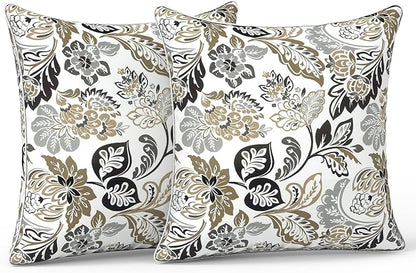 LVTXIII Outdoor Throw Pillows 20x20 Patio Waterproof Square Pillows with Piping Fade Resistant Accent Pillow for Spring Summer Garden Decoration, Set of 2, Dailey Tan