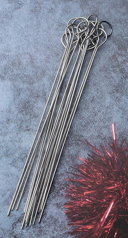 15 Pcs 6 Inch Turkey Lacers for Trussing Turkey Stainless Steel Silver Meat Trussing Needles Poultry Grilling Supplies for Barbecue BBQ Cooking Kitchen Chicken Roast Supplies (7.8 Inch)