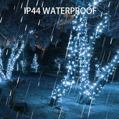 Dazzle Bright 300 LED Christmas String Lights, 100 FT Connectable Waterproof String Lights Green Wire with 8 Modes, Christmas Decorations for Indoor Outdoor Xmas Party Yard Garden (White) (Pack of 2)