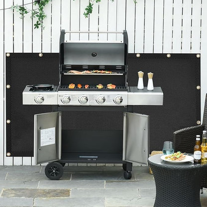 Heat Shield Behind Grill Black Fireproof Cover and Screen Protect Deck Railing from Grill Heat Shield for Wood Stove, 3’x10’ Wall Protector for Fridge Waterproof BBQ Mat UV Resistant Privacy Screen