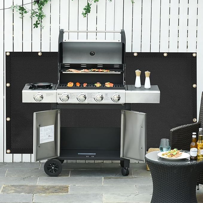 Heat Shield Behind Grill Black Fireproof Cover and Screen Protect Deck Railing from Grill Heat Shield for Wood Stove, 3’x4’ Wall Protector for Fridge Waterproof BBQ Mat UV Resistant Privacy Screen