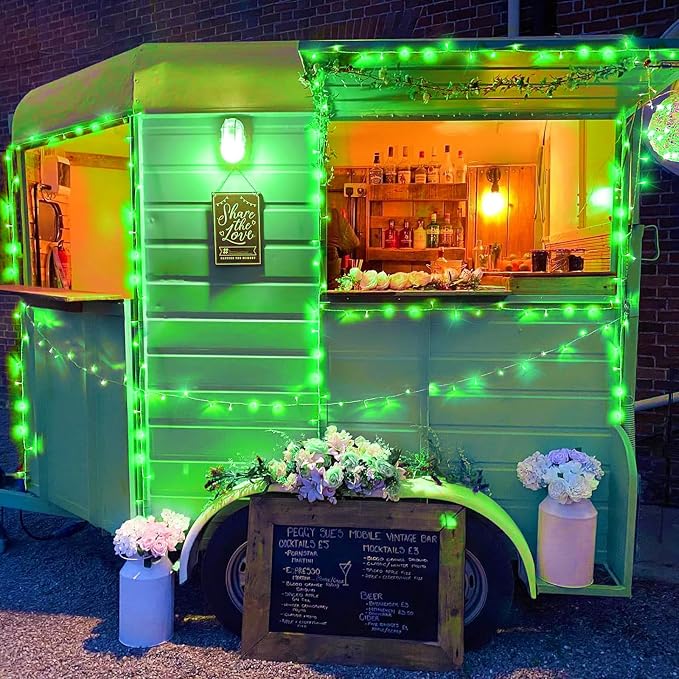 Vivideal 800 LED Green String Lights 262FT Christmas Lights Outdoor | Plug in St Patricks Day Lights Outdoor with Timer for Outside Indoor Halloween Xmas Tree Decorations