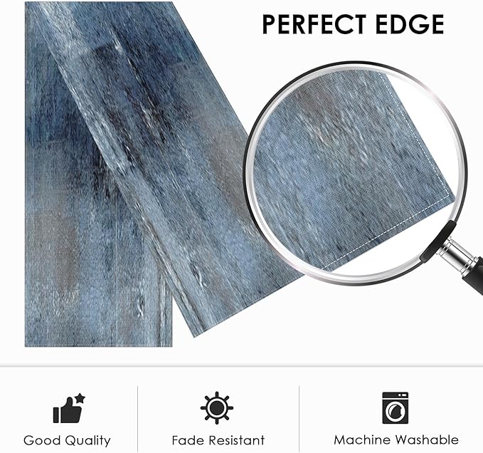 Emvency Farmhouse Style Table Runner, Abstract Art Painting Denim Blue Dining Decor for Kitchen Coffee Table Family Dinners Holiday Parties Wedding Events Decor(13x90 inch)