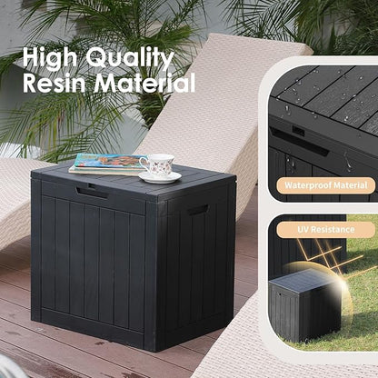 Vixzen 30 Gallon Deck Boxes Outdoor Waterproof, Lockable Storage Box with Lid for Patio Cushions, Garden Tools, Pool Supplies (Black, 30 Gallon)