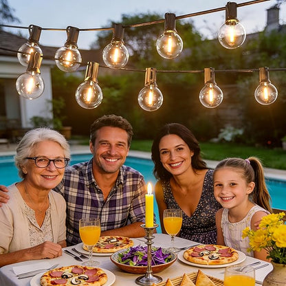Outdoor-String-Lights-Patio-LED-Light-Outside 200FT Waterproof Dimmer Remote Outdoor Lighting with 3 Modes G40 Globe Plastic LED Bulbs Hanging Lights Connectable for Backyard Yard Porch Party