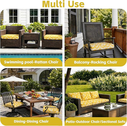 COZYVIDA Outdoor Chair Cushions Set of 4, 20"x20" Square Seat Pads with Tie Straps and YKK Zippers, 30D High-Density Foam, Water-Resistant Fabric,UV-Resistant 1000+ Hrs