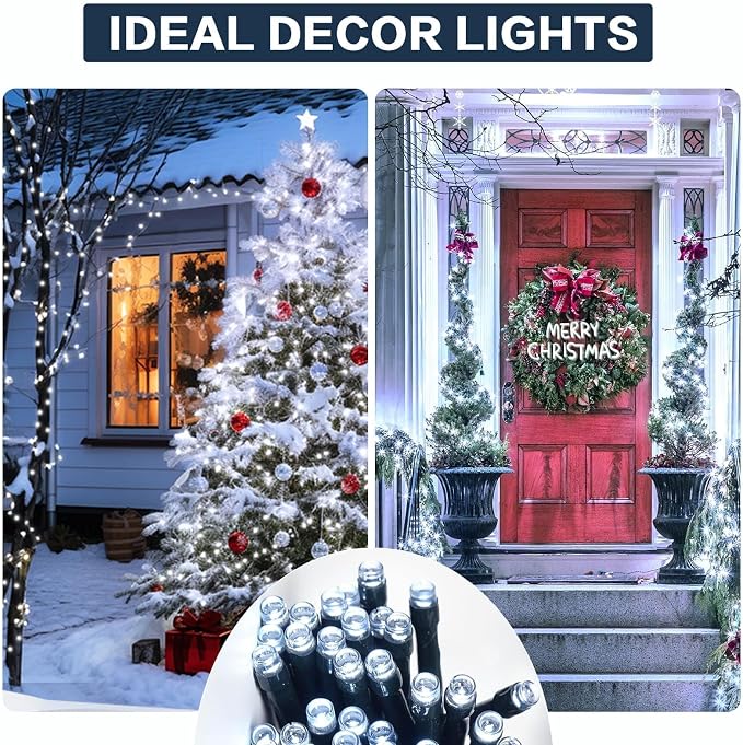 SyouHome Solar String Lights Outdoor, 6 Pack 600 LED Solar Christmas Lights | 236FT, 8 Modes, Auto ON/OFF, Memory Function, White Waterproof Outdoor Light for Garden, Patio, Balcony, Christmas Decor
