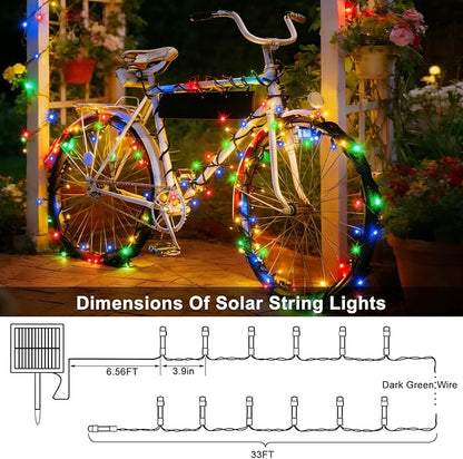 4 Pack Solar String Lights, Total 132Ft 400 LED Solar Powered Twinkle String Lights Waterproof with 8 Lighting Modes Green Wire for Patio Garden Party Yard Wedding Decors (Multicolor)