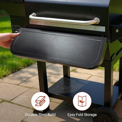 Z GRILLS Folding Front Shelf for 1000 Series Pellet Grills, Steel Grill Accessory for Outdoor BBQ, Food Prep and Extra Storage