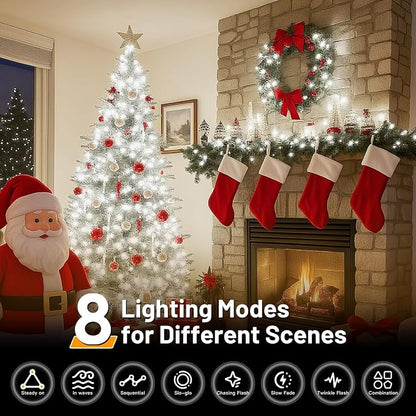 1000LED 328FT Outdoor Christmas Lights, 8 Modes String Lights (Cool White) | Remote control with 3 timers & memory function, IP44 Waterproof suitable for Christmas tree, house and holiday decor