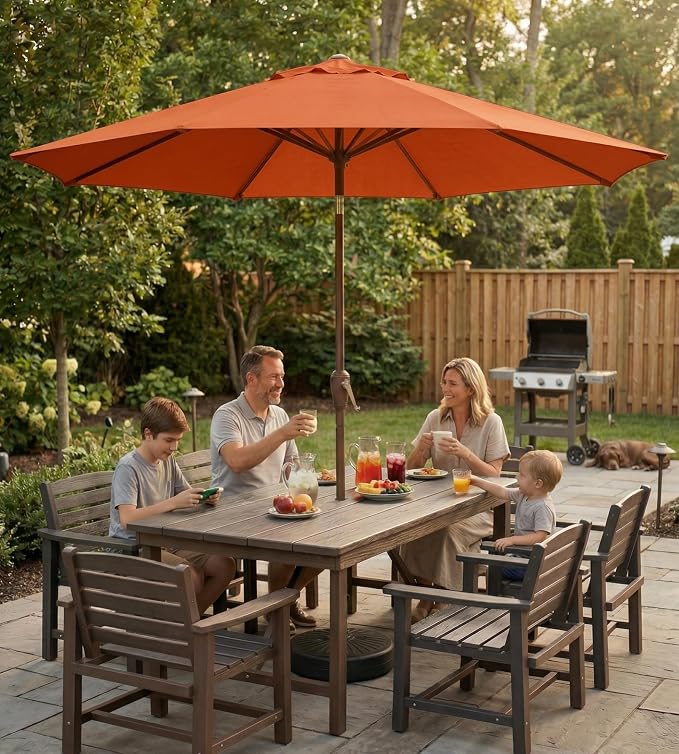 10FT Patio Umbrella, Outdoor Umbrella with Push Button Tilt and Crank, 8 Sturdy Ribs, UV Protection & Waterproof Market Umbrella for Pool, Backyard, Beach,Deck