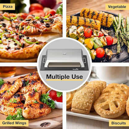 Stanbroil Pizza Oven Attachment for Blackstone 22, 28 & 36 Inch Griddles | 19" x 15" Pizza Stone, Built-In Temperature Gauge, Large Cooking Surface for Outdoor Pizza