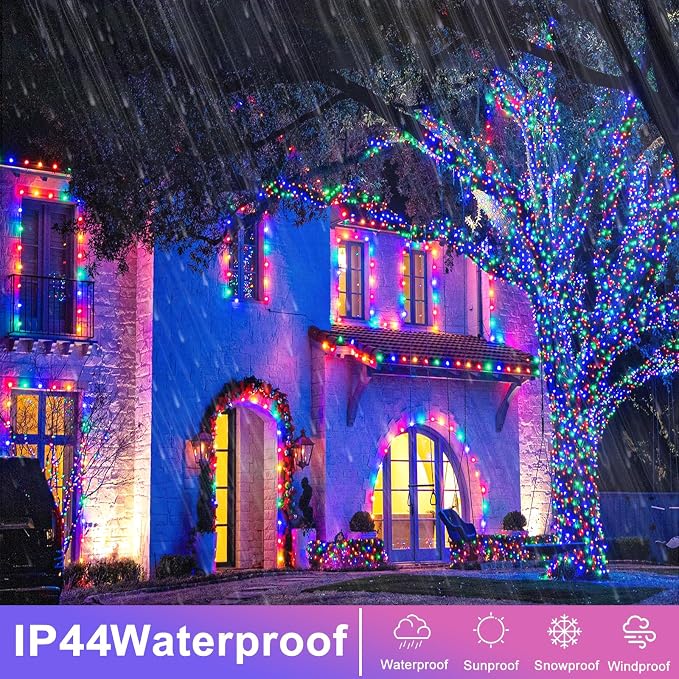 262FT 800 LED Outdoor String Lights, Multicolor Christmas Lights Indoor | Plug in Waterproof 8 Modes Clear Wire String Twinkle Lights for Bedroom Outside Patio Yard Xmas Party Holiday Decorations