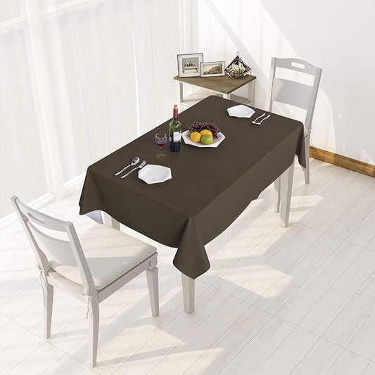 sancua Waterproof Rectangle Vinyl Tablecloth Table Cloth 60x84 Inch, Coffee | 100% Oil Spill Proof, PVC Material, Wipe Clean Table Cover for Dining Tables, Buffet Parties and Camping