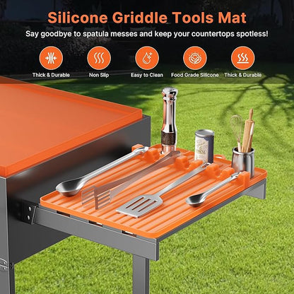 36" Silicone Griddle Cover for Blackstone and 16" Griddle Tools Mat for Blackstone,Food Grade Silicone Mat |Thick & Heavy-Duty Full Wrap-Around Protection | Anti-Dirt & Rust (36 inches + 16 inches)