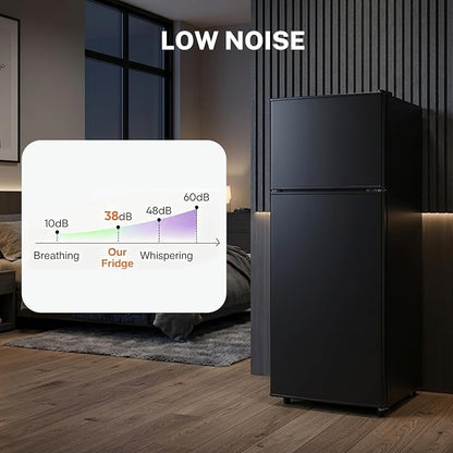 3.2 Cu.Ft Mini Fridge with Freezer, 2 Door Small Refrigerator with Adjustable Thermostat Energy-efficient Low Noise, Compact Fridge for Bedroom, Office, Dorm, Matte Black