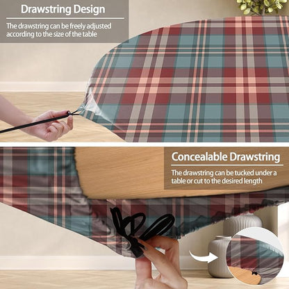 opstellen Fitted Round Tablecloth Waterproof Table Cloth Vinyl Indoor Outdoor Circle Cover for 36-44" Tables Dining Kitchen Apartment Home Party Gear Gifts Summer Fall Patio Picnic Camping Essentials