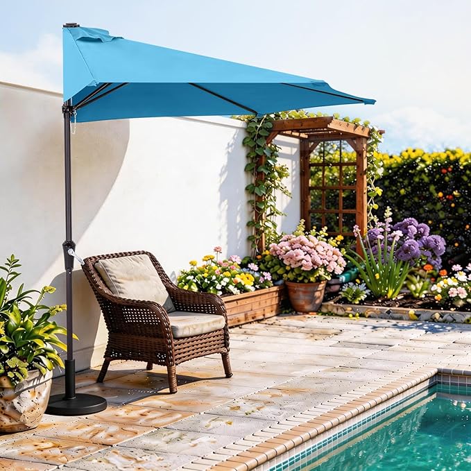 ABCCANOPY Patio Umbrella 9FT - Outdoor Half Umbrellas for Patio, Backyard, Garden, Deck (Turquoise)