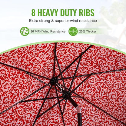 Backyard Expressions 9 ft. Patio Umbrella, Market Table Umbrella w/Tilt and Crank, 8 Ribs