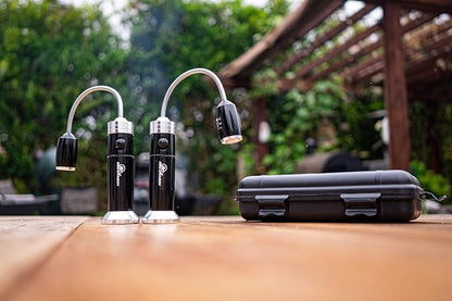 BBQ Dragon Magnetic LED Grill Lights – Heat Resistant Aluminum with Flexible Gooseneck – Adjustable Brightness, Weather Resistant, Portable with Storage Case – Pack of 2
