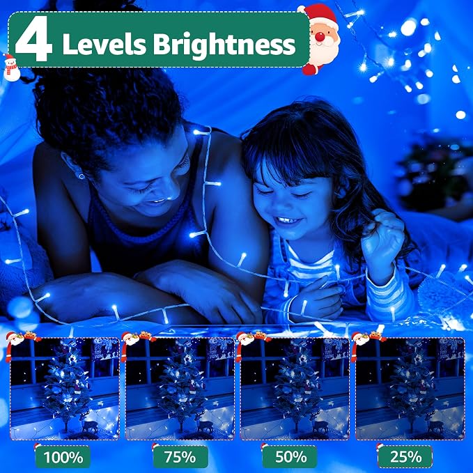 196FT 600 LED Christmas Lights Outdoor Waterproof, Timer & Memory Function, 8 Modes Blue String Lights Plug in Twinkle Lights for Xmas Tree Holiday Garden Indoor Party Decor