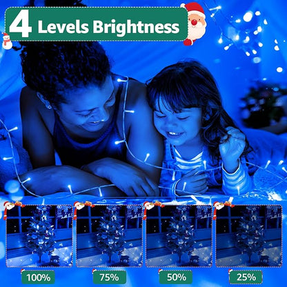 196FT 600 LED Christmas Lights Outdoor Waterproof, Timer & Memory Function, 8 Modes Blue String Lights Plug in Twinkle Lights for Xmas Tree Holiday Garden Indoor Party Decor