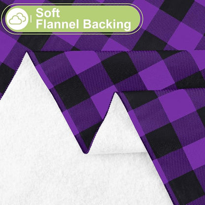 Smiry Oval Table Cloth, Vinyl Tablecloths with Flannel Backing, 60"x84" | Waterproof Picnic Table Cloth, Wipeable Buffalo Plaid Table Cover for Indoor and Outdoor (Black & Purple)
