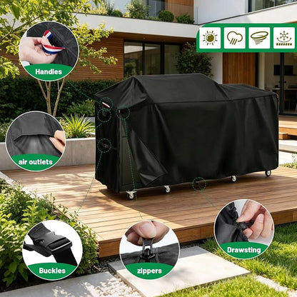 82 Inch Island Grill Cover, Outdoor Kitchen BBQ Waterproof Cover | Heavy Duty Outdoor Large Island Covers for Patio BBQ, 82"L x 25"W x 50"H