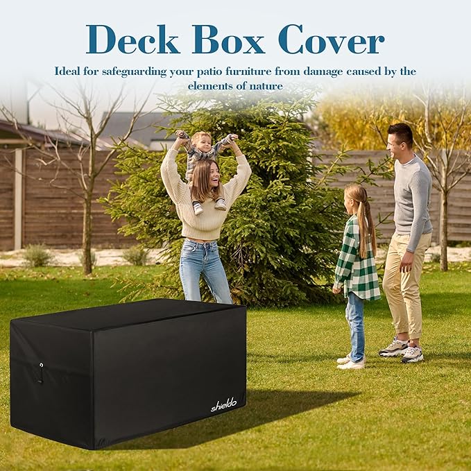 Deck Box Cover, Waterproof 600D Oxford, 62 x 28 x 25 in | Heavy-Duty 600D Fabric, Waterproof Protection, UV Resistant, Outdoor Storage Cover, Waterproof Outdoor Furniture Covers