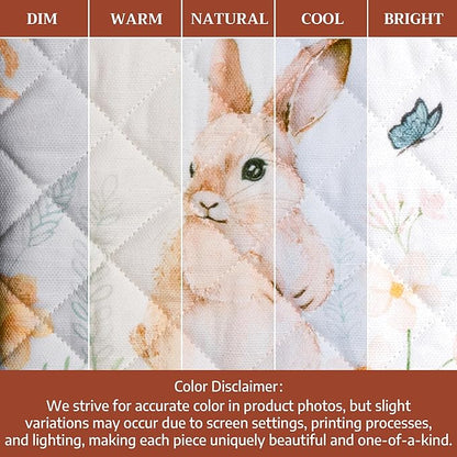 Maison d' Hermine 100% Cotton Oven Mitt & Pot Holder Set (7.5"x13" & 8"x8") Heat Resistant BBQ Cooking Gloves with Loop Baking Grilling Kitchen Hotel Home Farmhouse Spring Summer (Easter Dew)
