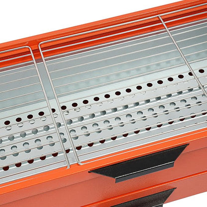 Portable Charcoal Grill for Outdoor Grill, 2 in 1 Stainless Steel Barbecue Grill Rotisserie Electric Grill, Foldable Camping Grill with Detachable Table, Spice Rack, Ideal for Outdoor Camping BBQ
