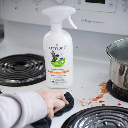 ATTITUDE Kitchen Cleaner Spray, EWG Verified, Degreaser Spray to Cut Grease & Grime, Plant-Based & Vegan, Citrus Zest Scent, 27.1 Fl Oz (Pack of 2)