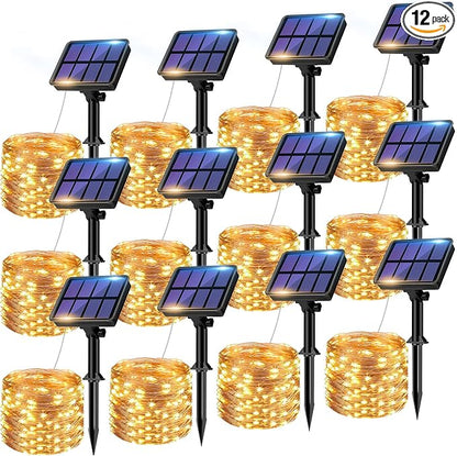 12 Pack Solar String Lights Outdoor, Total 960LED 396FT Solar Fairy Twinkle Lights Outdoor Waterproof 8 Modes Copper Wire Solar Lights for Outside Garden Patio Tree Christmas Wedding Party Decor