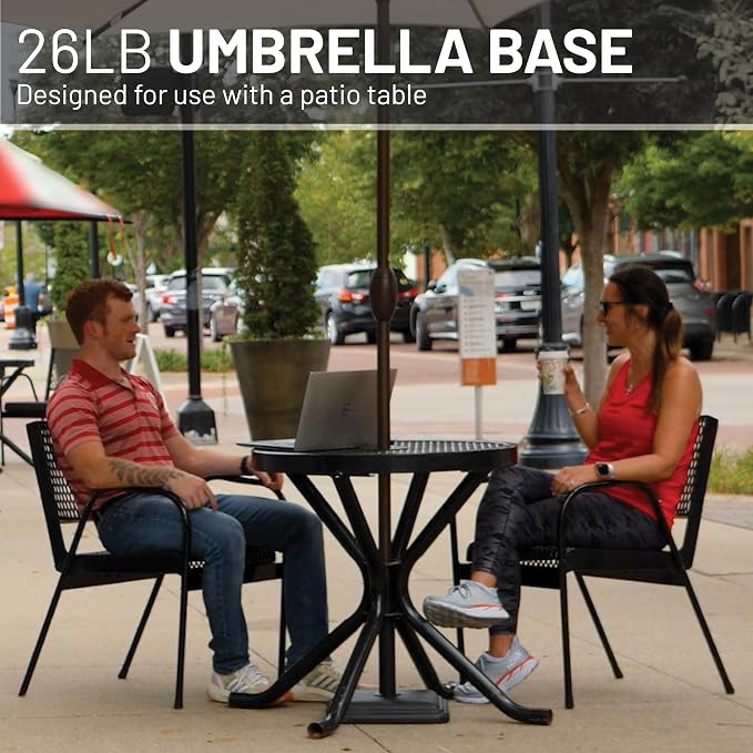 US Weight 26 Pound Umbrella Base for Patio Table - Black