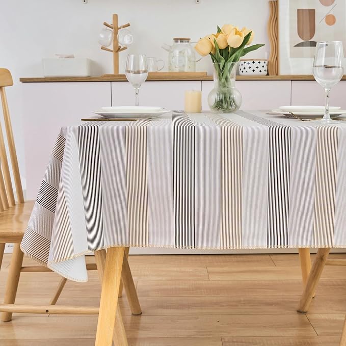 LIBERECOO Heavy Duty Vinyl Tablecloth with Flannel Backing Waterproof Oil-Proof Plastic Table Cloth Stain-Resistant Wipeable Rectangle or Square Table Cover for Indoor and Outdoor 54 x 54 Inch