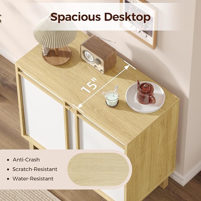 Sideboard Buffet Cabinet with Storage, Adjustable Shelf, Wooden Mid Century Accent Coffee Bar Cabinet for Living Room, Kitchen, Entryway, Hallway