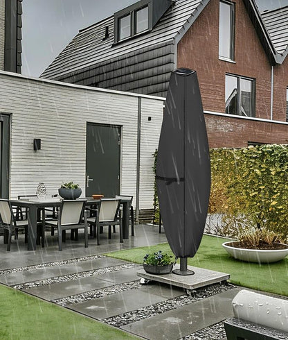 ULTCOVER Patio Parasol 600D Waterproof Clear Top Outdoor Umbrella Cover - Fits Solar Umbrella 8-11 Feet, Black