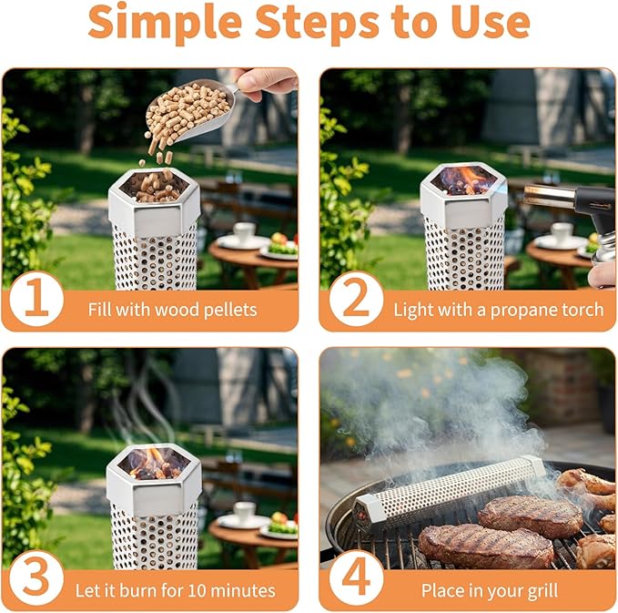 Smoke Tube Compatible with Traeger Grill, 12" Portable Pellet Smoker Tube, Made of Premium Stainless Steel, Hot or Cold Smoking Cheese Beef Nuts Fish, Suitable for Any Grills or Smokers