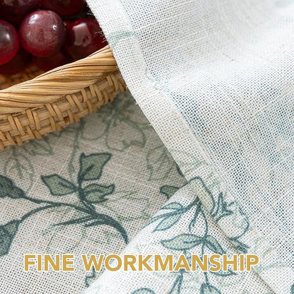 H.VERSAILTEX Linen Table Cloths Floral Printed Tablecloth Spill-Proof Waterproof Table Cover for Dining Buffet Feature Soft and Thick Fabric Wrinkle Free, 60 x 84 Inch, Retro Floral - Sage