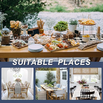 Hiasan Buffalo Plaid Table Runner, Classic Farmhouse Tabletop Collection, Waterproof Table Runner for Kitchen Dining, Banquet, Restaurant, Outdoor Use, 14W x 48L, Black and White, 1 Piece