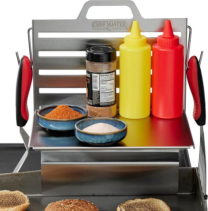 Chef Master Adjustable BBQ Griddle Shelf – Outdoor Organizer & Condiment Holder for Tools, Utensils & Grilling Accessories for Camping, Tailgating & Backyard Cooking 90260 (16.5" x 11.5" 1.5")