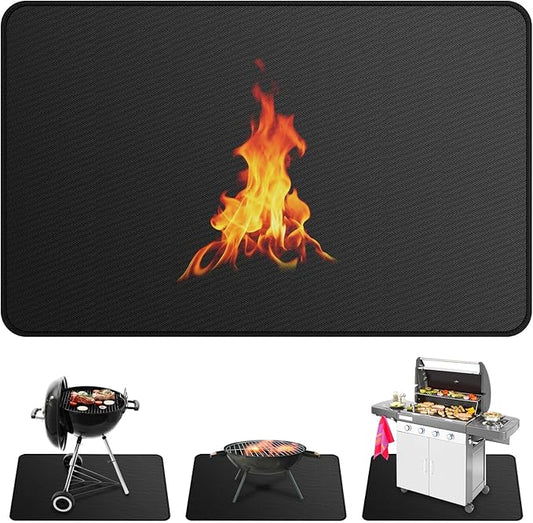 M METERXITY Under Grill Mat for Outdoor Grill, 75x47 Inch/ 190x120cm Rectangle Fireproof Fireplace Pad for Indoor Fire Pit, Oil-Proof Waterproof Decks & Patio BBQ Protector Mat
