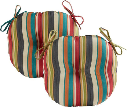Greendale Home Fashions Adobe Stripe Outdoor 15-inch Bistro Seat Cushion, Set of 2