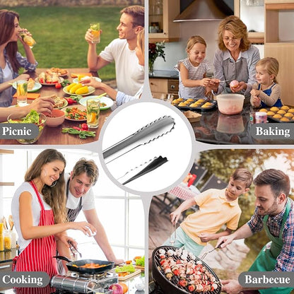 2 PCS Stainless Steel Korean BBQ Tongs 9.25&11.22 ‘’,Narrow Grill Cooking Tongs Non-Slip,Heavy Duty BBQ Heat-Resistant Kitchen Tongs for Korean Grill Camping Buffet Salad