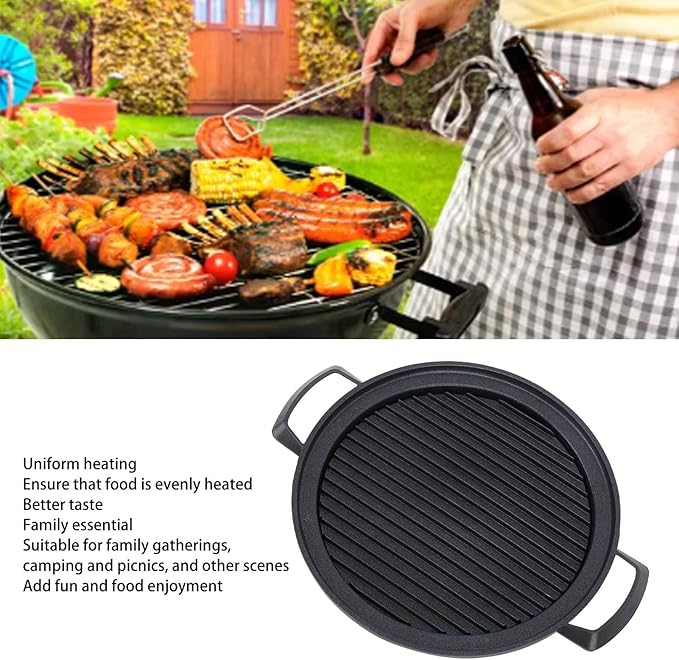 Japanese Mini Hibachi Grill Aluminum Alloy Tabletop Charcoal BBQ Grill Quick Heating Uniform Heating Multi Functional Use for Family Gatherings Camping Picnics (Large Circle)